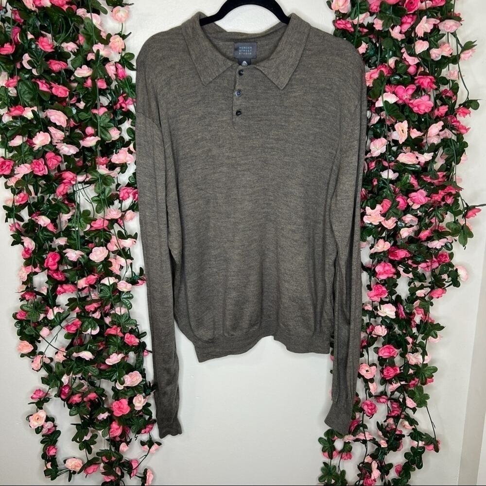 Mercer Street Studio 100% Merino Wool Polo Sweater Mens XL Made in Australia